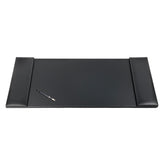 Classic Black Leather 34 x 20 Desk Mat with Folding Side Rails